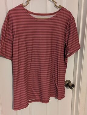Amazon Essentials Rose Pink Striped Short Sleeve Tee